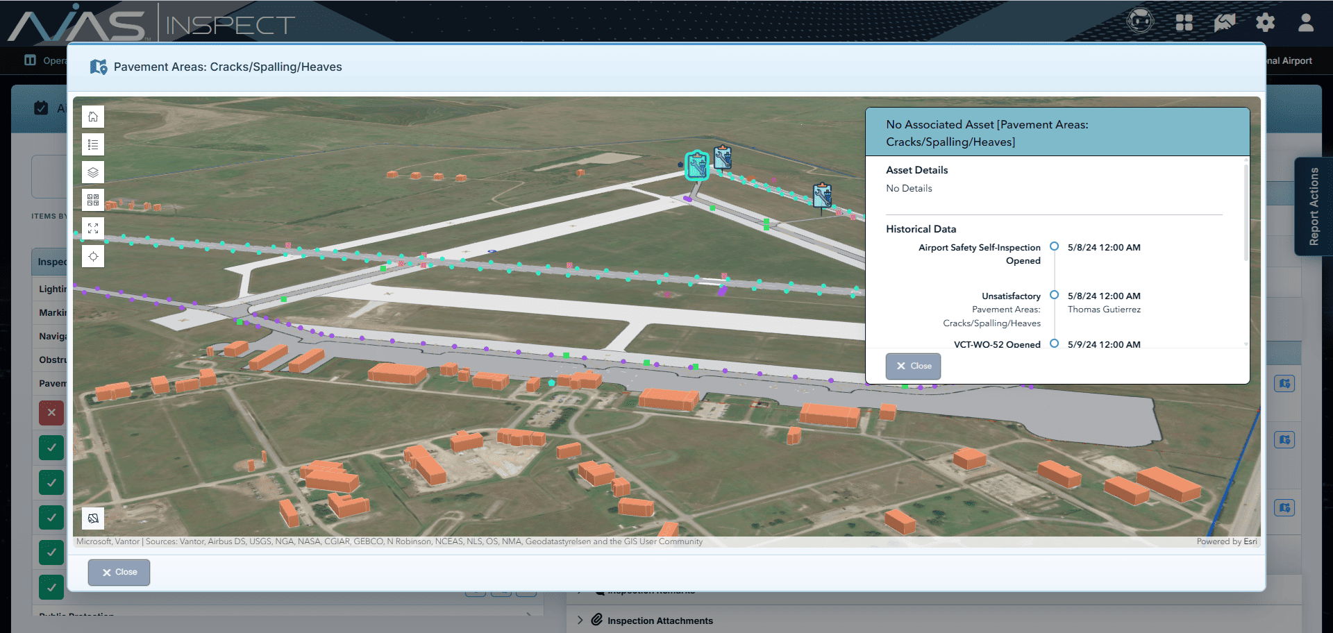 GIS Interface to Location Unsat Items and Work Performed