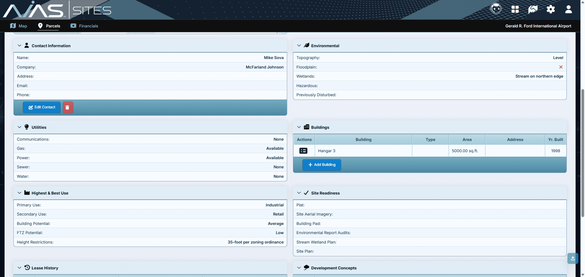Manage Buildings, Contacts and Lease Details